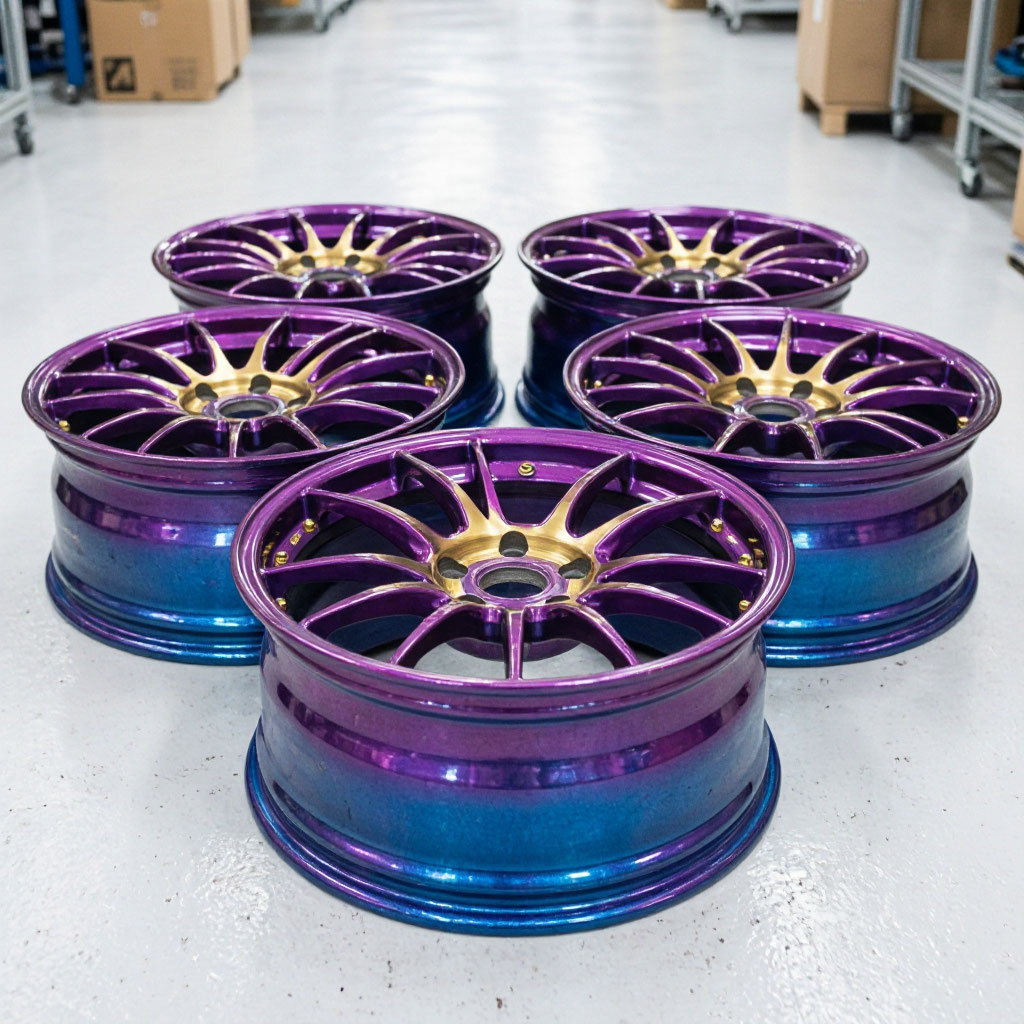 Powder coated alloy wheels staged for shipment