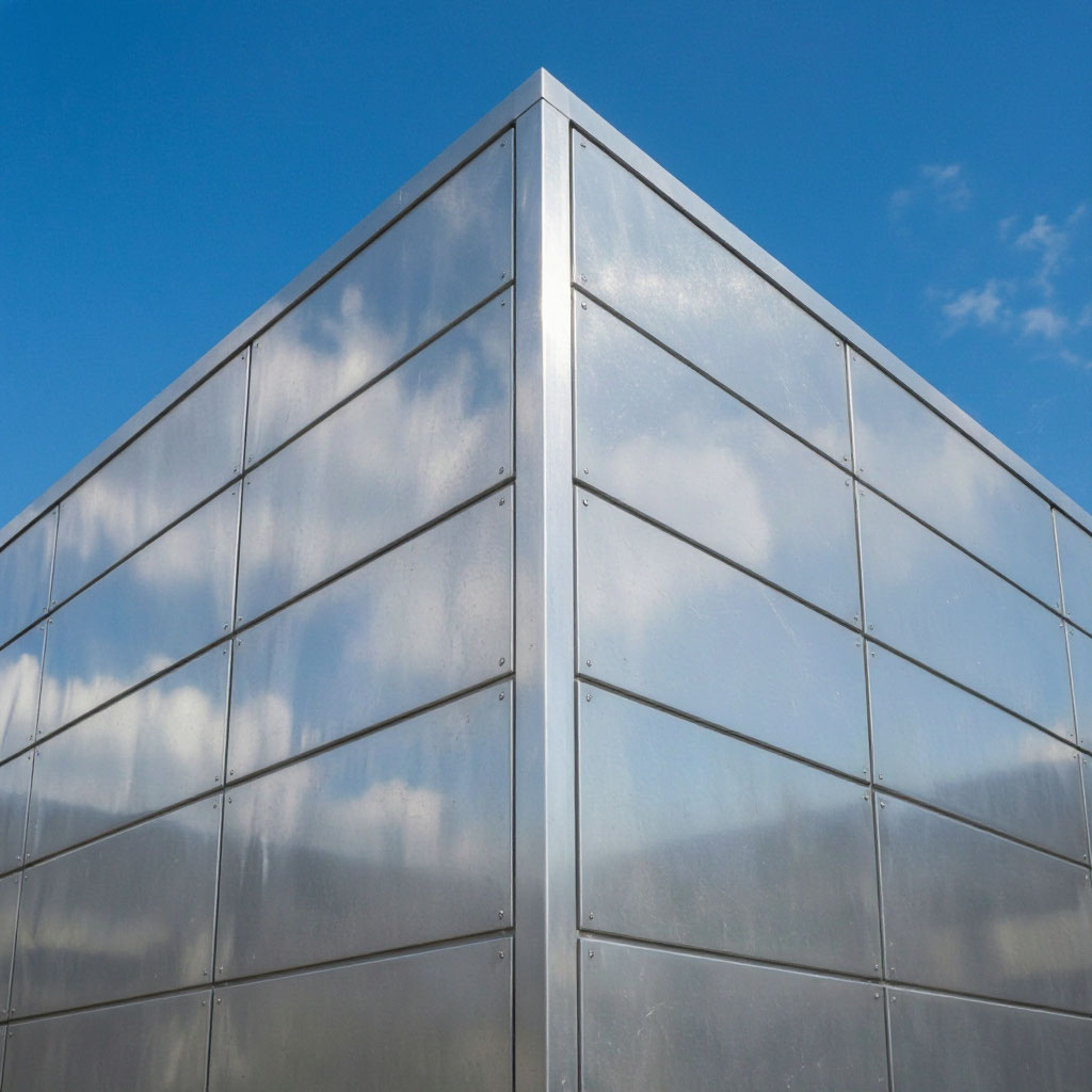 Architectural aluminum facade with powder coated finish